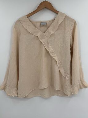 TSD Two Star Dog Hemp Blend Ruffle Blouse | Natural | Small